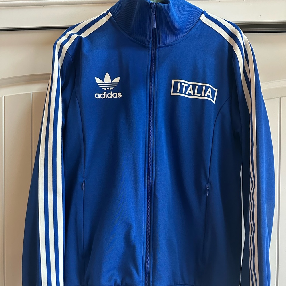 Adidas Royal Blue Italia Jacket with White Stripes